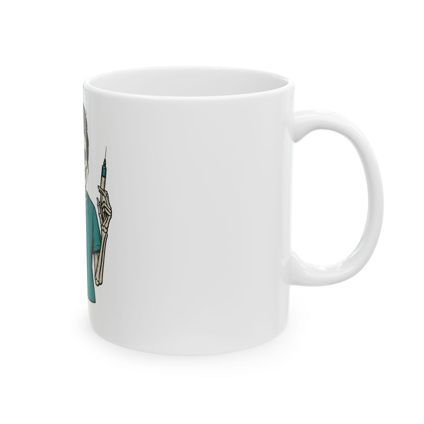 Overworked Skeleton Nurse Mug - Unique Gift for Medical Professionals, Halloween Cup, Funny Coffee Mug, Healthcare Humor, Nursing Gifts