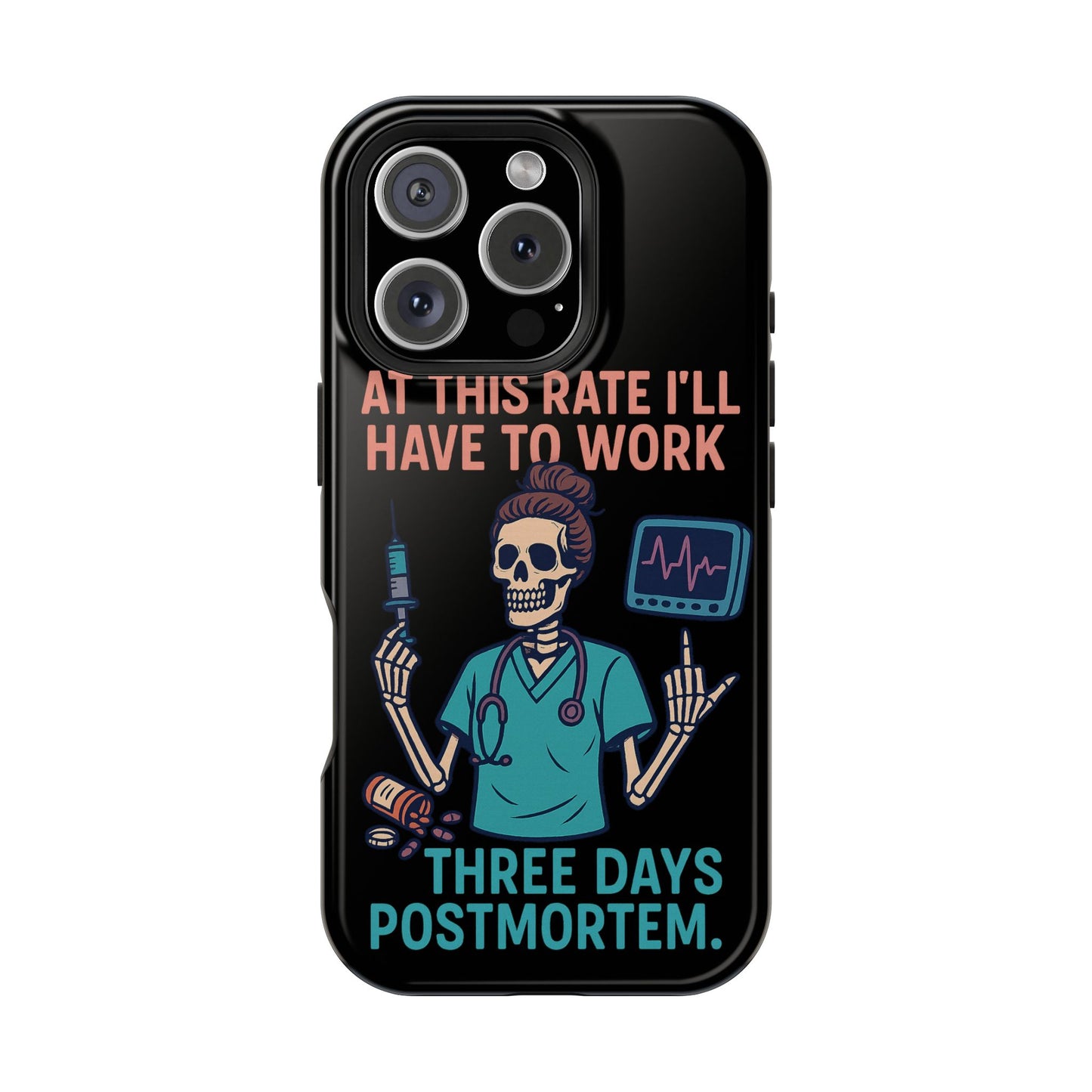 Magnetic Tough Phone Case, 3 Days Postmortem Skull Design, Cute Nurse Gift, Halloween Decor, Unique Phone Accessory