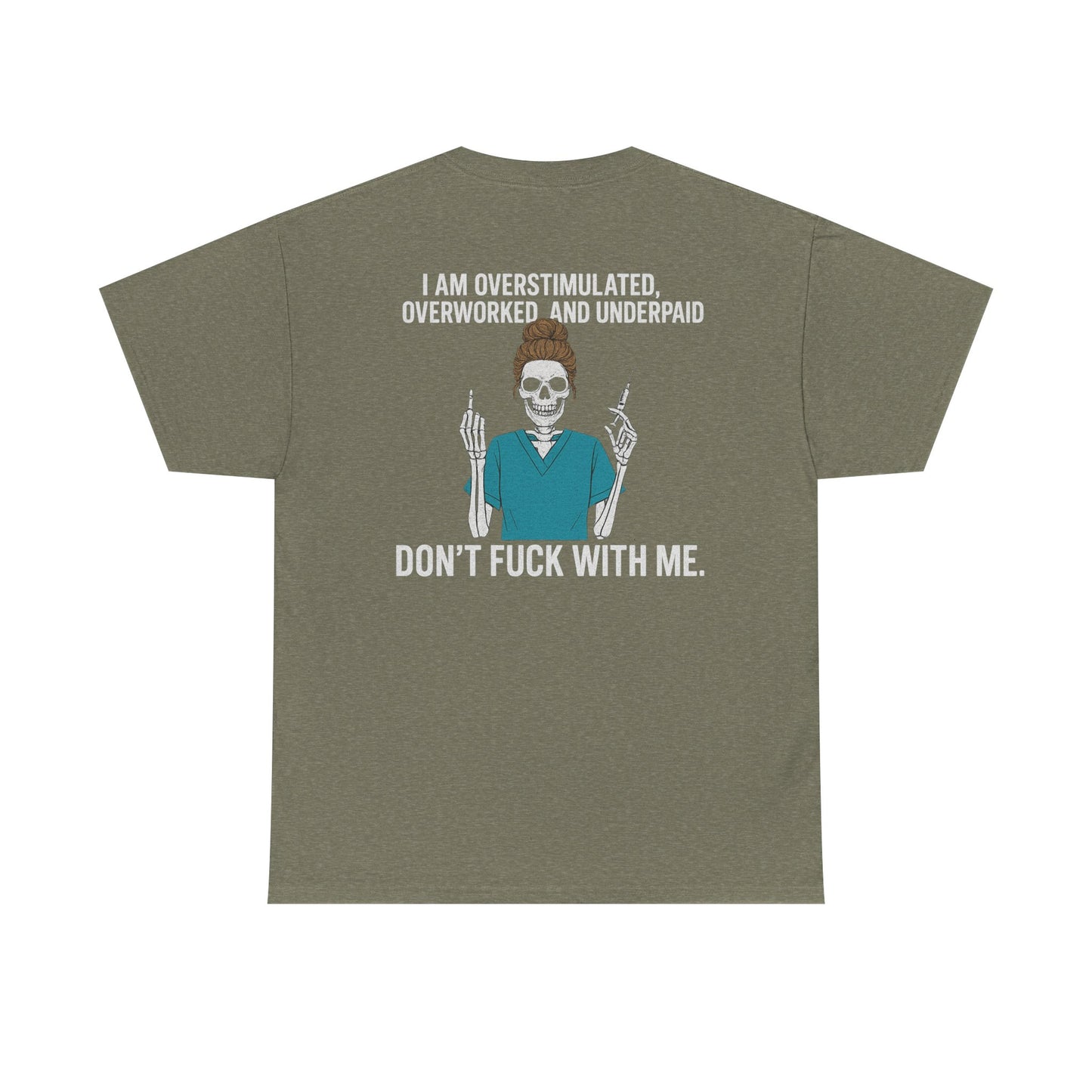 Unisex Heavy Cotton Tee - Overstimulated & Underpaid Graphic Tee, Casual Wear, Funny Shirt, Gift for Friends, Work Humor