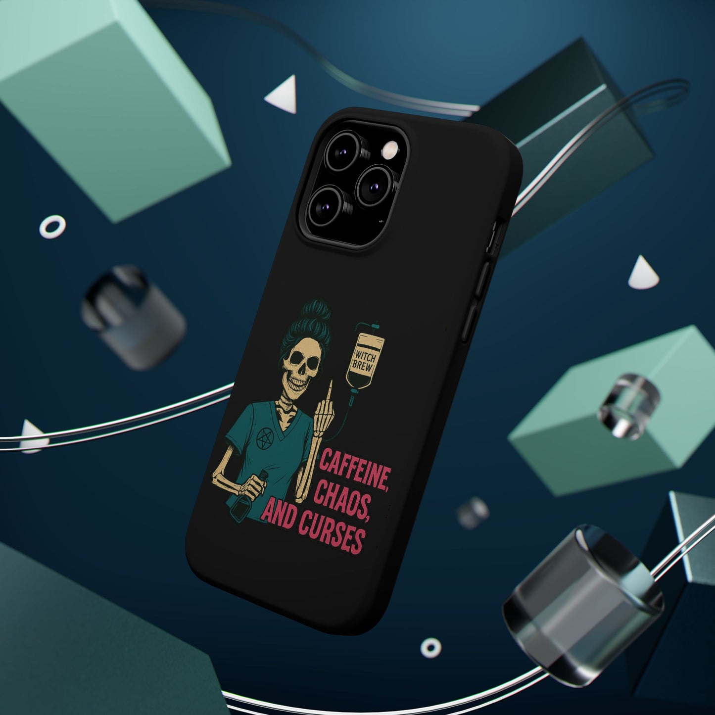 Caffeine Chaos Magnetic Phone Case, Halloween Gift, Witchy Accessories, Phone Cover, Spooky Style
