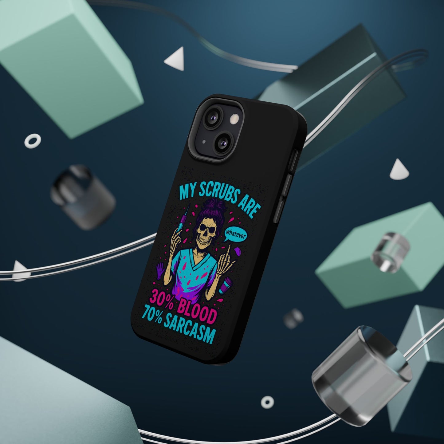 Sassy Nurse Phone Case, 30% Blood 70% Sarcasm Design, Healthcare Gift, Funny Medical Accessory, Tough Magnetic Cover