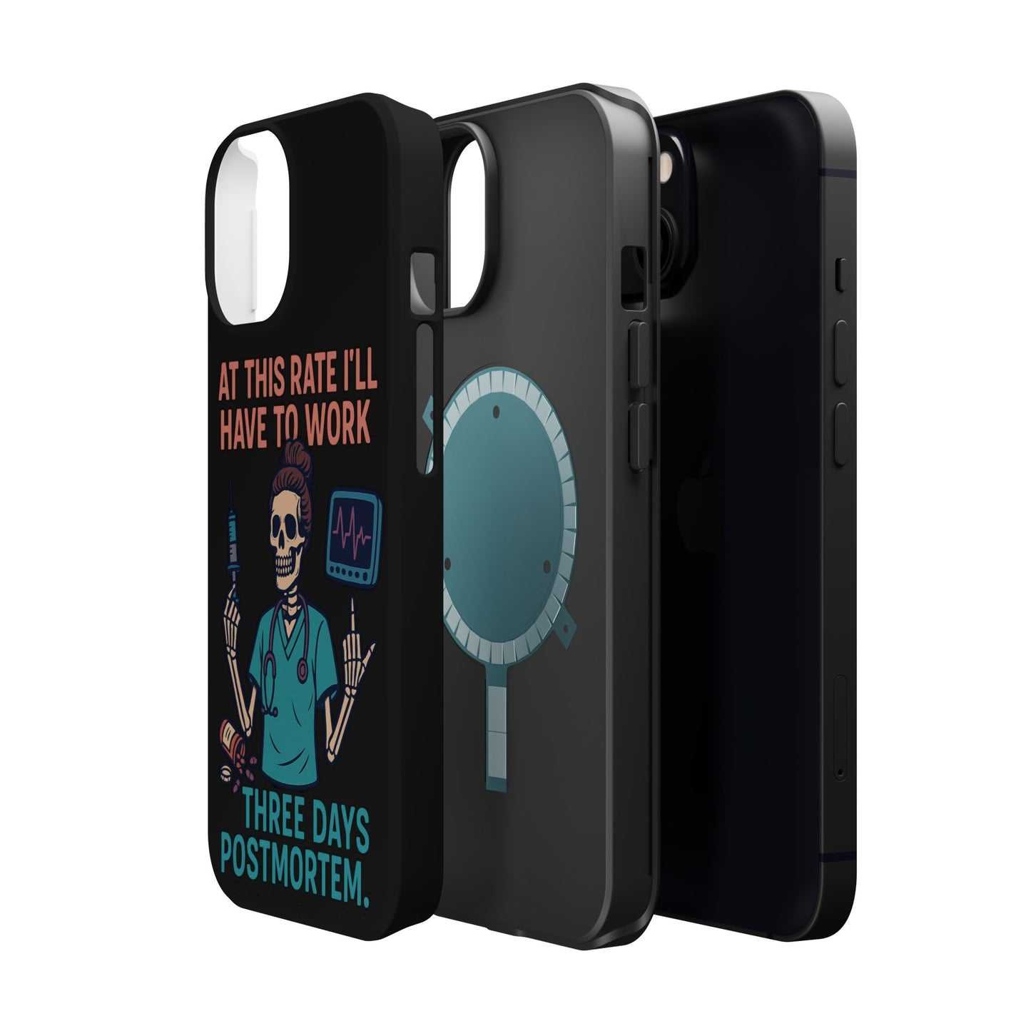 Magnetic Tough Phone Case, 3 Days Postmortem Skull Design, Cute Nurse Gift, Halloween Decor, Unique Phone Accessory