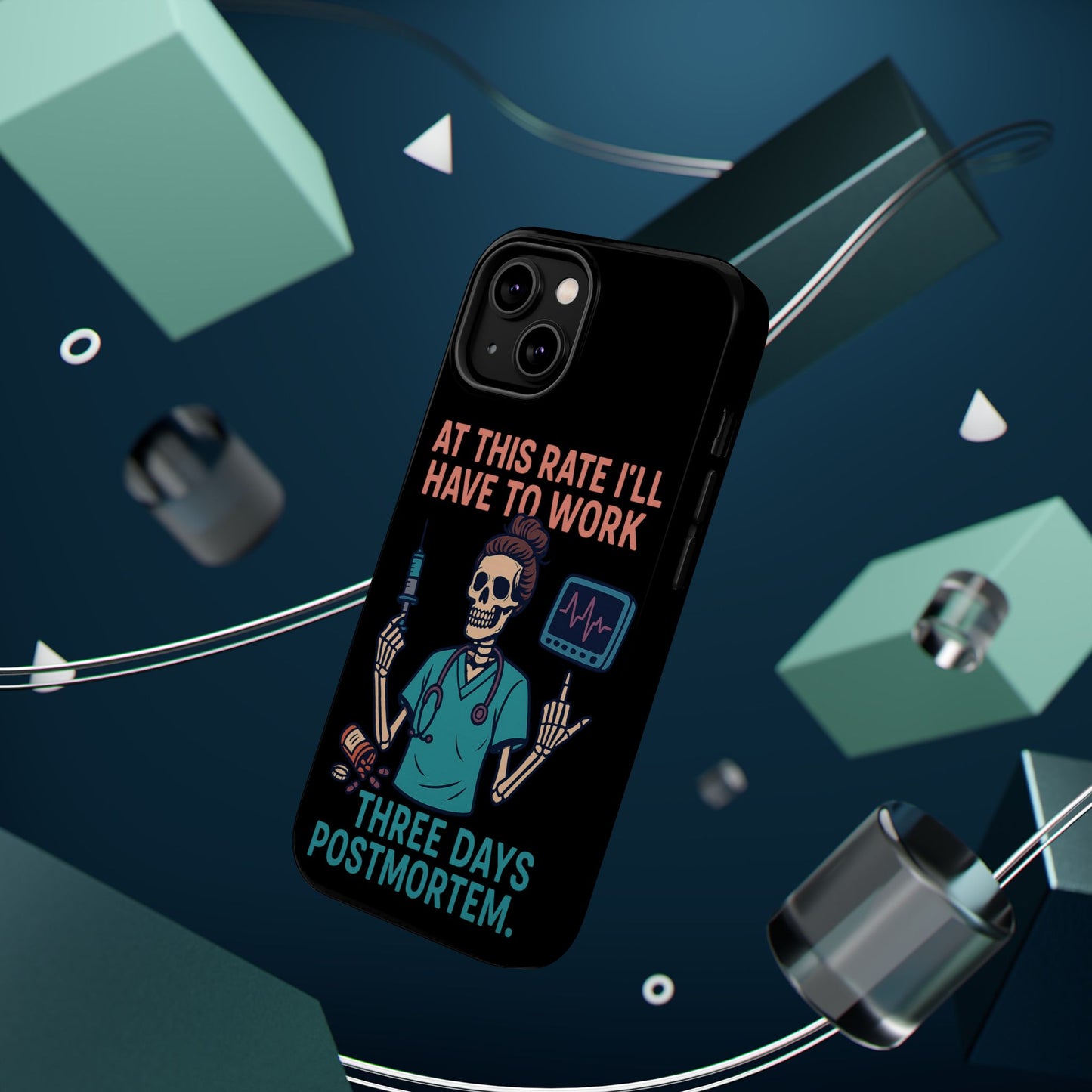 Magnetic Tough Phone Case, 3 Days Postmortem Skull Design, Cute Nurse Gift, Halloween Decor, Unique Phone Accessory