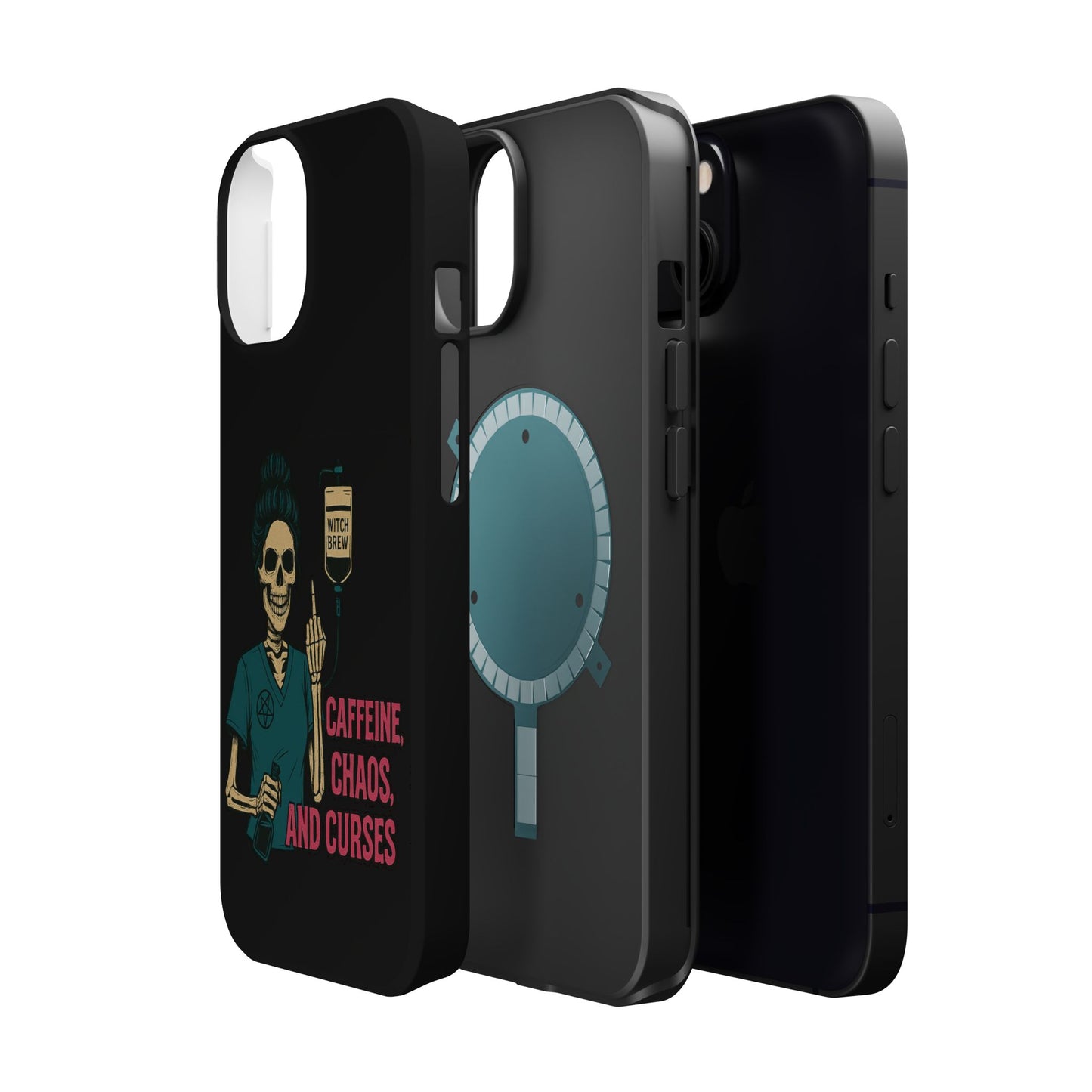 Caffeine Chaos Magnetic Phone Case, Halloween Gift, Witchy Accessories, Phone Cover, Spooky Style