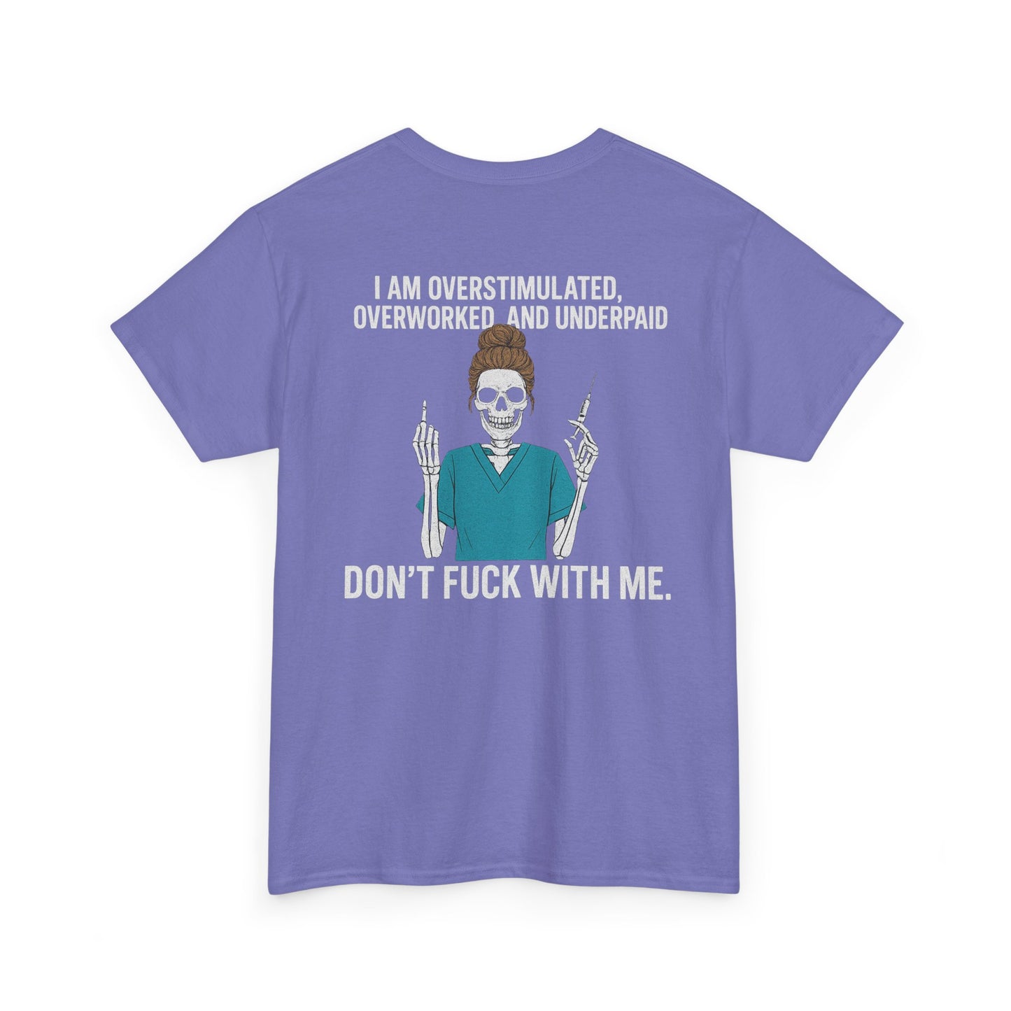Unisex Heavy Cotton Tee - Overstimulated & Underpaid Graphic Tee, Casual Wear, Funny Shirt, Gift for Friends, Work Humor