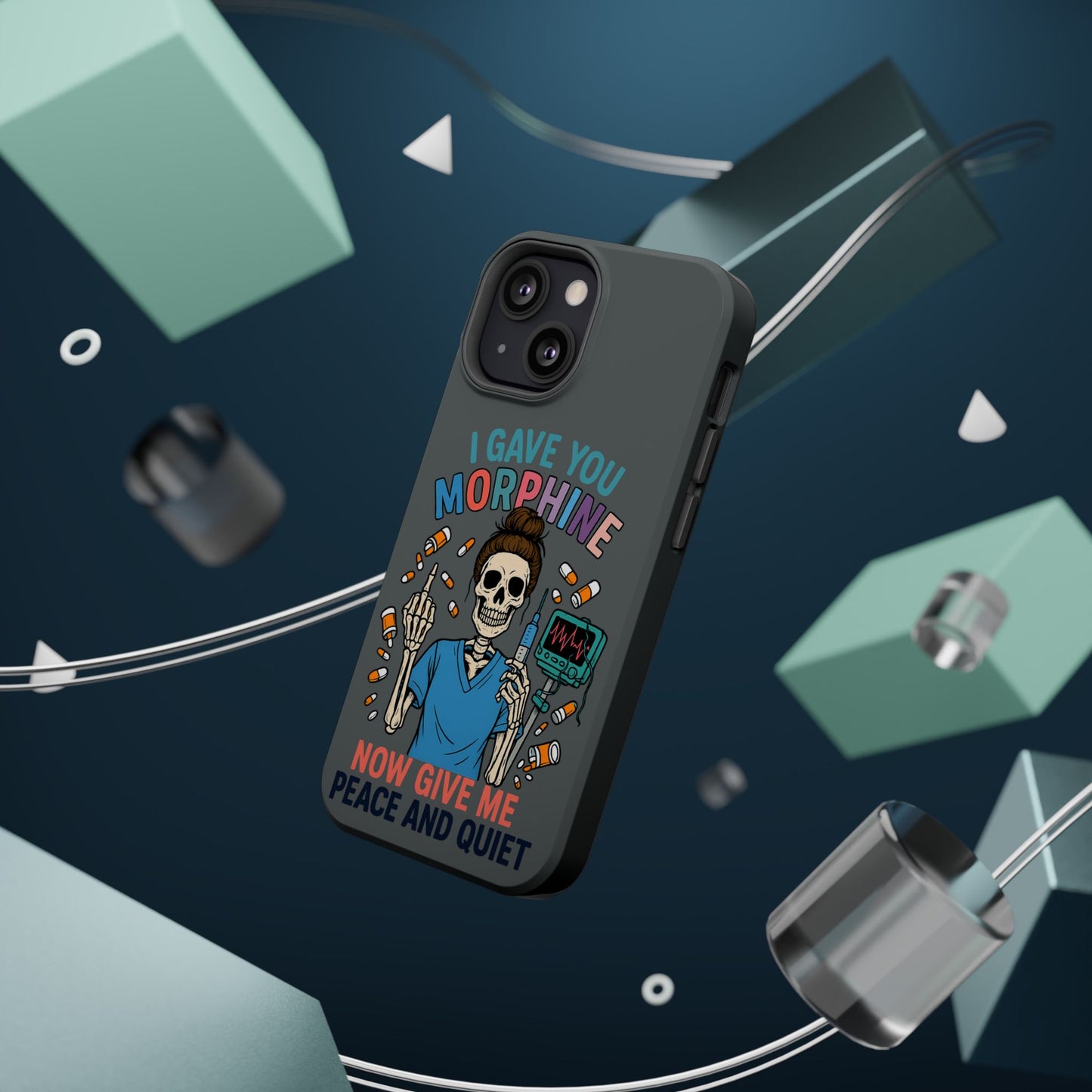 Gothic Phone Case, Unique Skeleton Design, Funny Gift for Nurses, Halloween Accessory, Hospital Humor