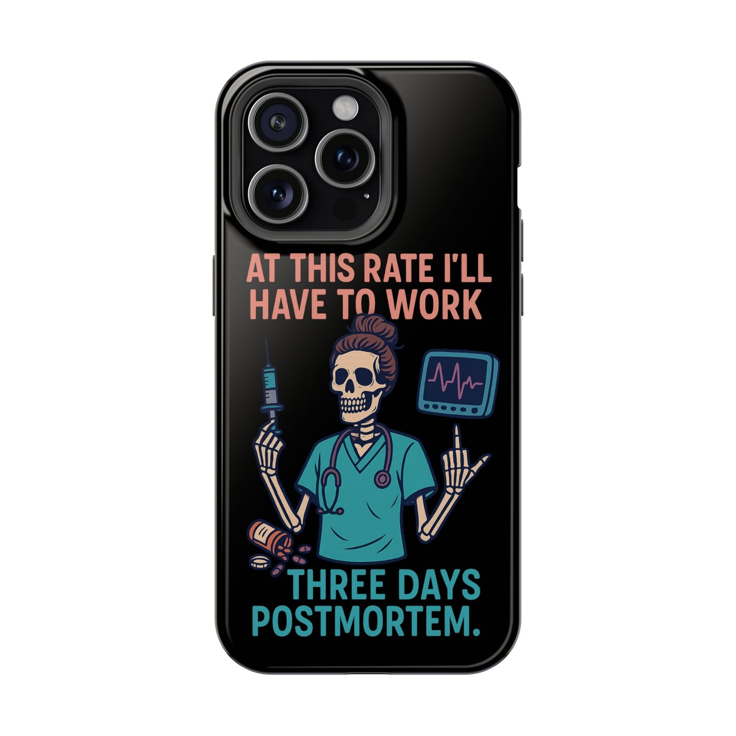 Magnetic Tough Phone Case, 3 Days Postmortem Skull Design, Cute Nurse Gift, Halloween Decor, Unique Phone Accessory