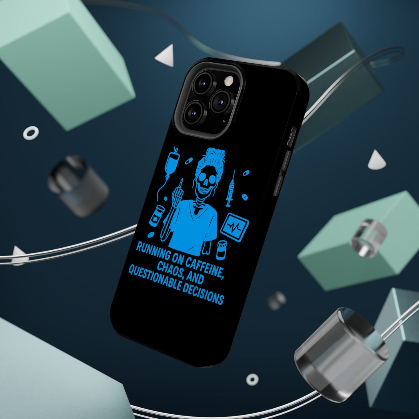 Running on Caffeine, Chaos, and Questionable Decisions” – Nurse Life Phone Case