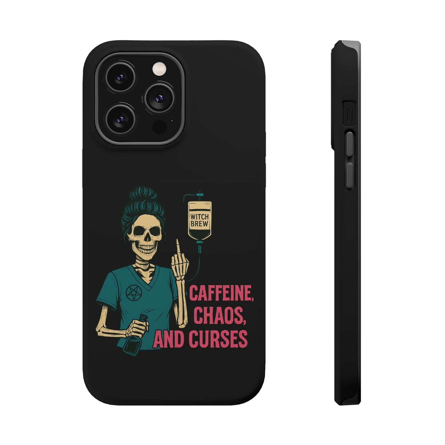 Caffeine Chaos Magnetic Phone Case, Halloween Gift, Witchy Accessories, Phone Cover, Spooky Style