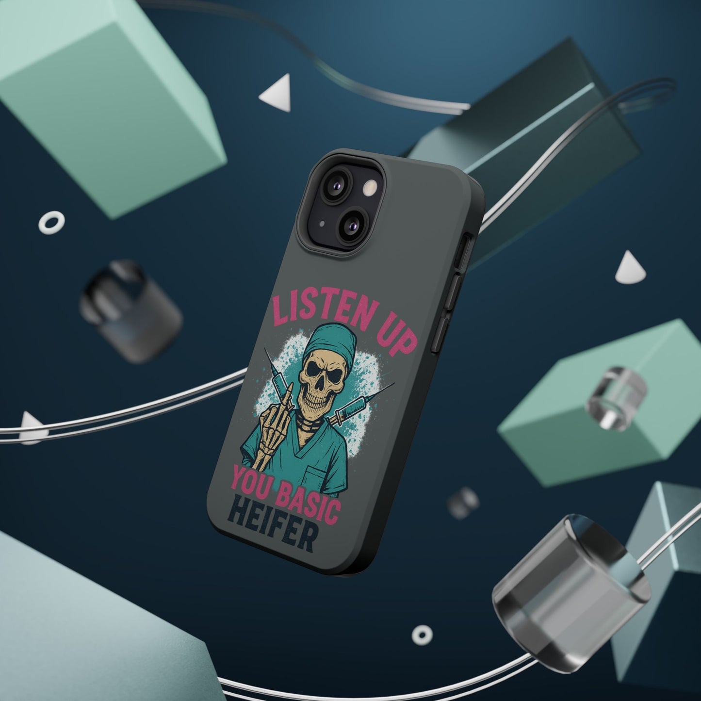 Edgy Nurse Phone Case, Gift for Healthcare Workers, Skull Design Case, Halloween Accessories, Trendy Tough Cases