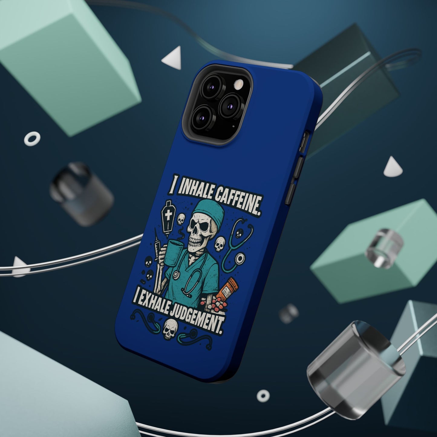 Funny Nurse Phone Case, Medical Humor, Gift for Healthcare Workers, Caffeine Lover Accessory, Skeleton Design