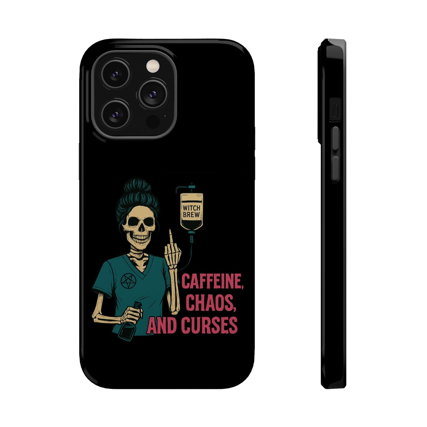 Caffeine Chaos Magnetic Phone Case, Halloween Gift, Witchy Accessories, Phone Cover, Spooky Style
