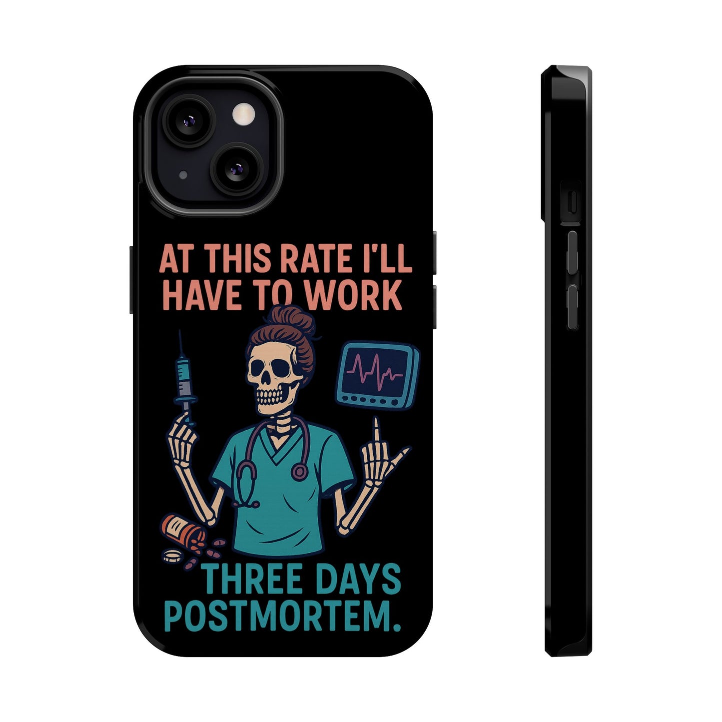 Magnetic Tough Phone Case, 3 Days Postmortem Skull Design, Cute Nurse Gift, Halloween Decor, Unique Phone Accessory