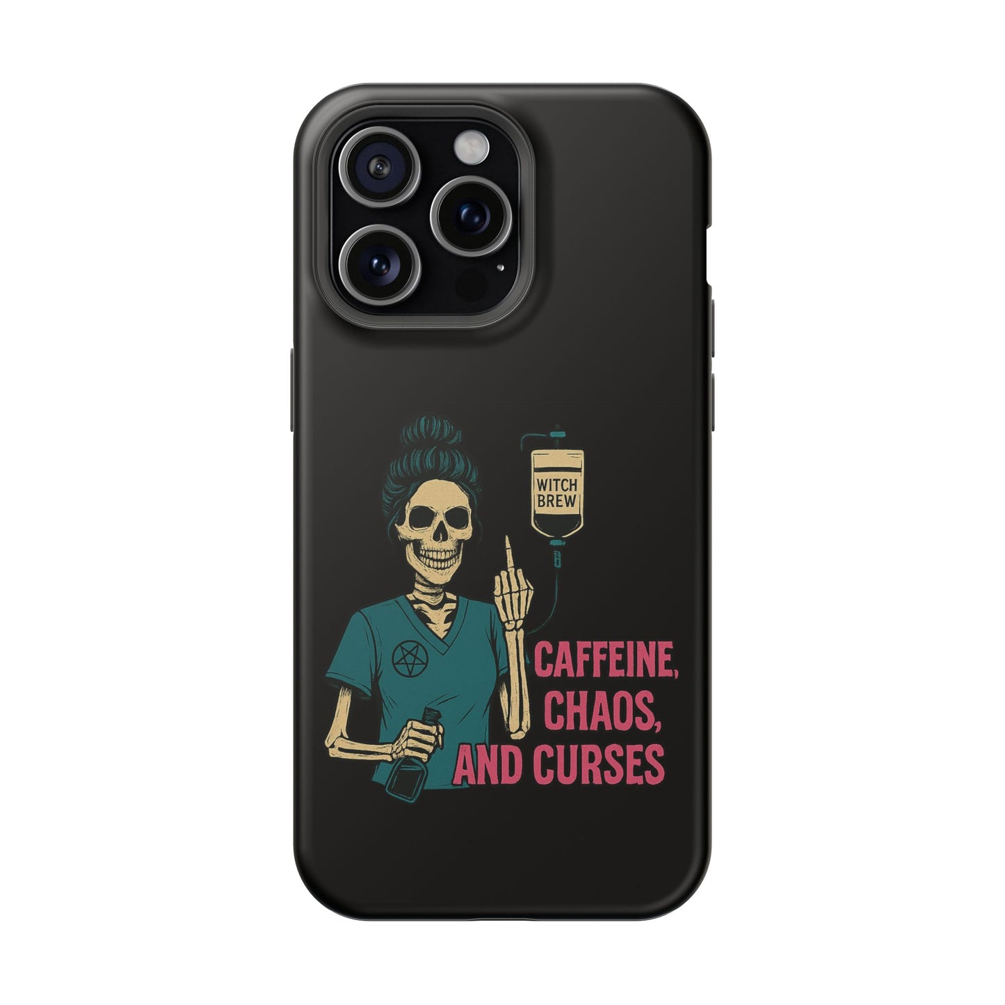 Caffeine Chaos Magnetic Phone Case, Halloween Gift, Witchy Accessories, Phone Cover, Spooky Style
