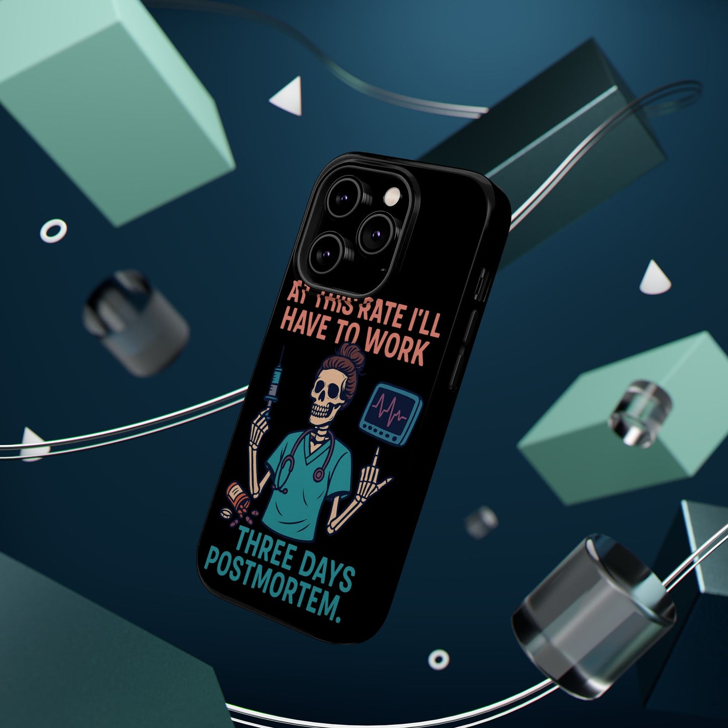 Magnetic Tough Phone Case, 3 Days Postmortem Skull Design, Cute Nurse Gift, Halloween Decor, Unique Phone Accessory