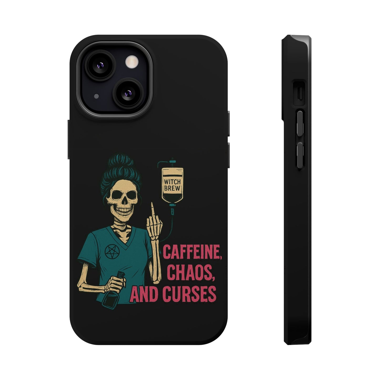 Caffeine Chaos Magnetic Phone Case, Halloween Gift, Witchy Accessories, Phone Cover, Spooky Style