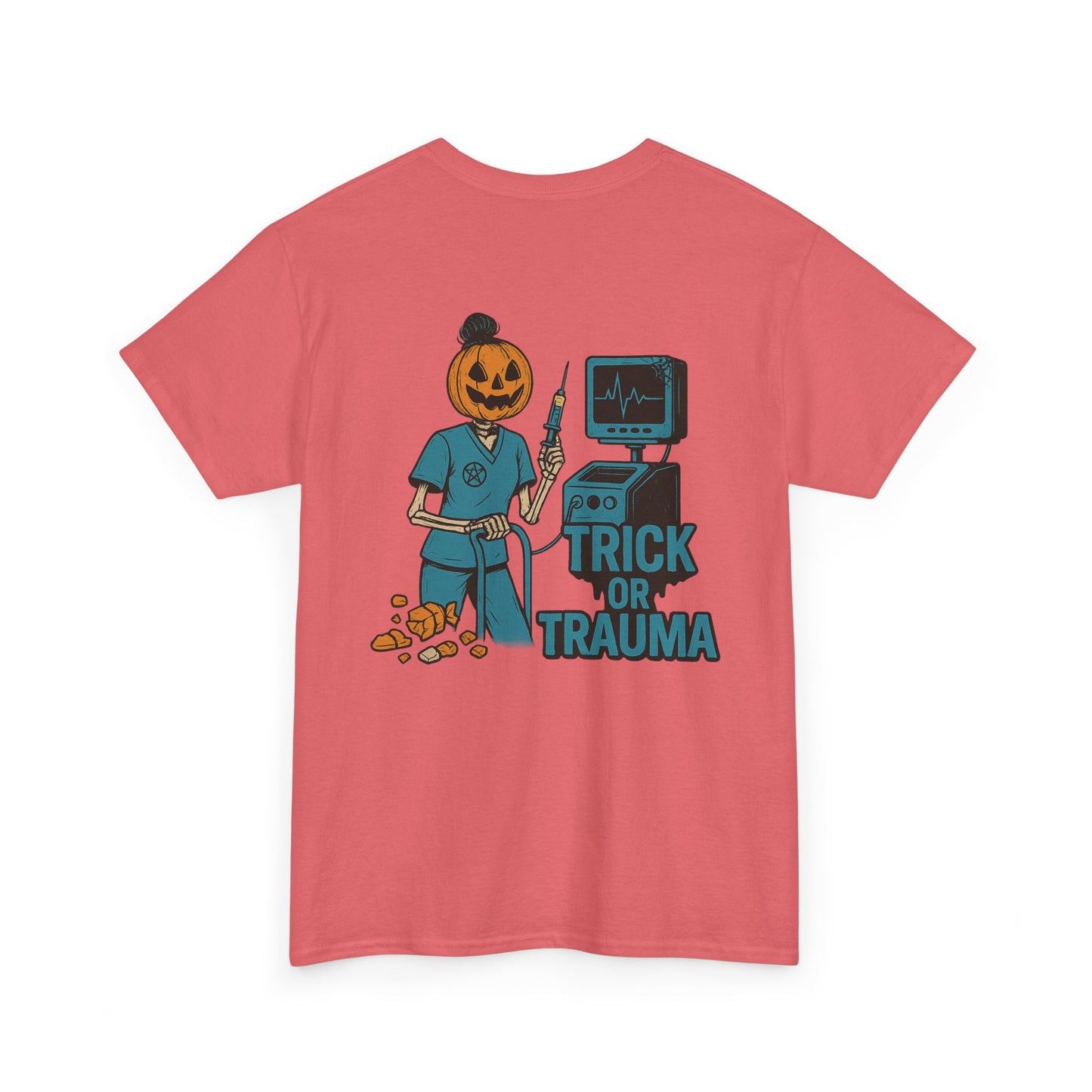 Halloween Pumpkin Tee - Trick or Trauma Shirt, Unisex T-Shirt for Fall Celebrations, Casual Wear, Halloween Costume, Gift Idea