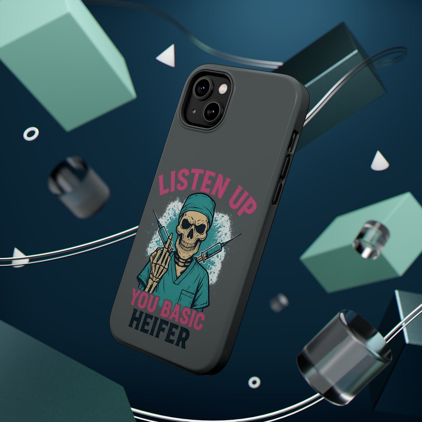 Edgy Nurse Phone Case, Gift for Healthcare Workers, Skull Design Case, Halloween Accessories, Trendy Tough Cases