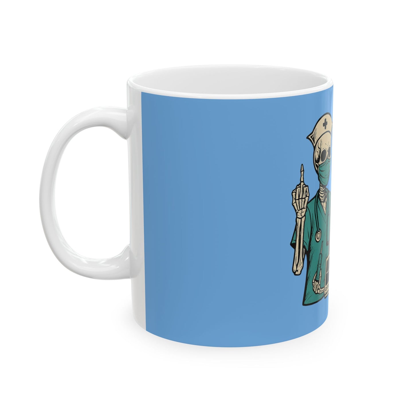 Nursing Humor Mug, Funny Medical Gift, Healthcare Professional Coffee Cup, Skeleton Nurse Design, Perfect for Birthdays, Nurses Week