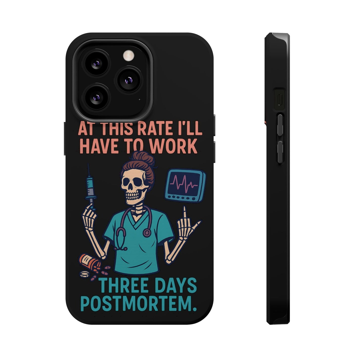 Magnetic Tough Phone Case, 3 Days Postmortem Skull Design, Cute Nurse Gift, Halloween Decor, Unique Phone Accessory