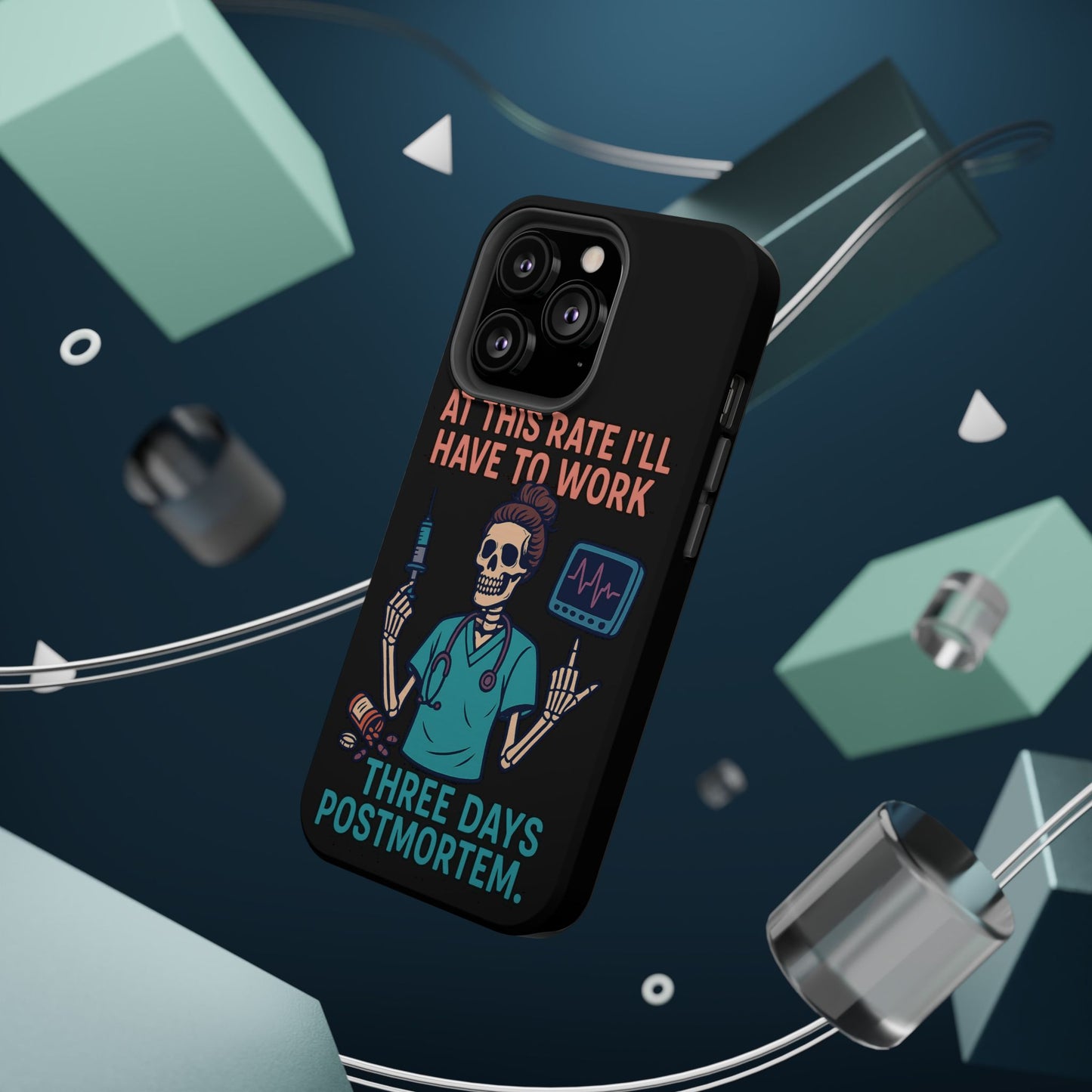 Magnetic Tough Phone Case, 3 Days Postmortem Skull Design, Cute Nurse Gift, Halloween Decor, Unique Phone Accessory