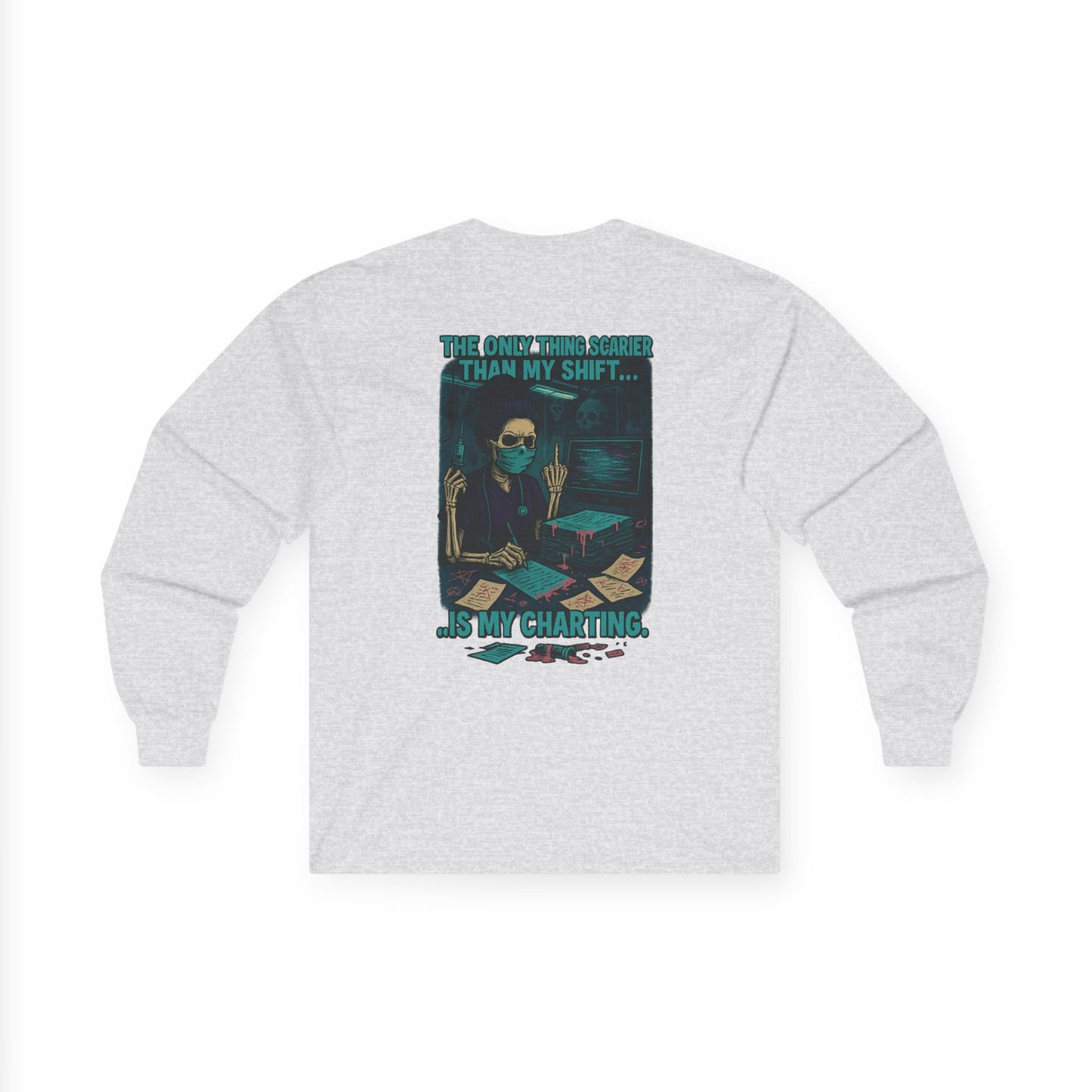 Unisex Long Sleeve Tee with Fun Quote, Casual Shirt, Gift for Friends, Unique Graphic Tee, Everyday Wear, Halloween, Fun at Work