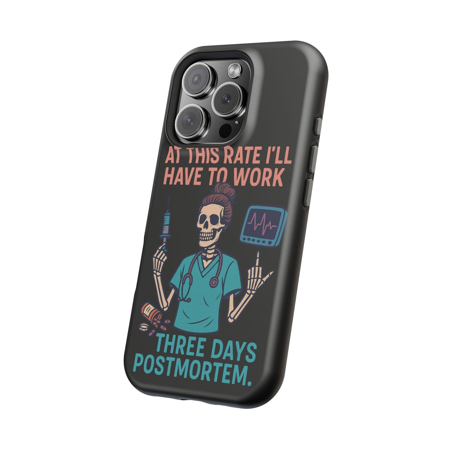 Magnetic Tough Phone Case, 3 Days Postmortem Skull Design, Cute Nurse Gift, Halloween Decor, Unique Phone Accessory
