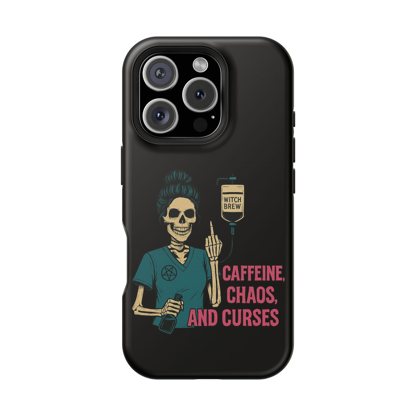 Caffeine Chaos Magnetic Phone Case, Halloween Gift, Witchy Accessories, Phone Cover, Spooky Style