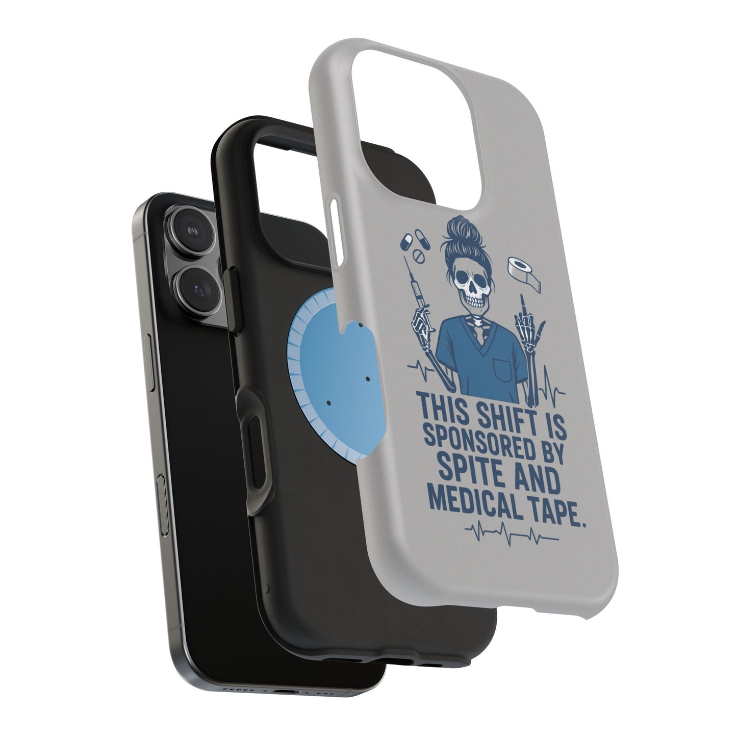 “This Shift Sponsored by Spite and Medical Tape” – Sarcastic Nurse Phone Case