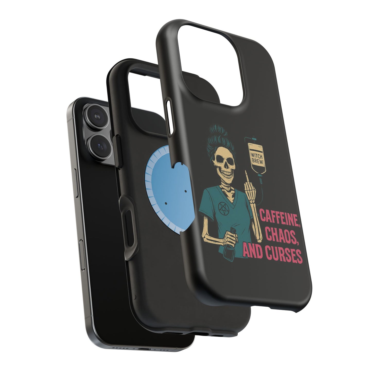 Caffeine Chaos Magnetic Phone Case, Halloween Gift, Witchy Accessories, Phone Cover, Spooky Style