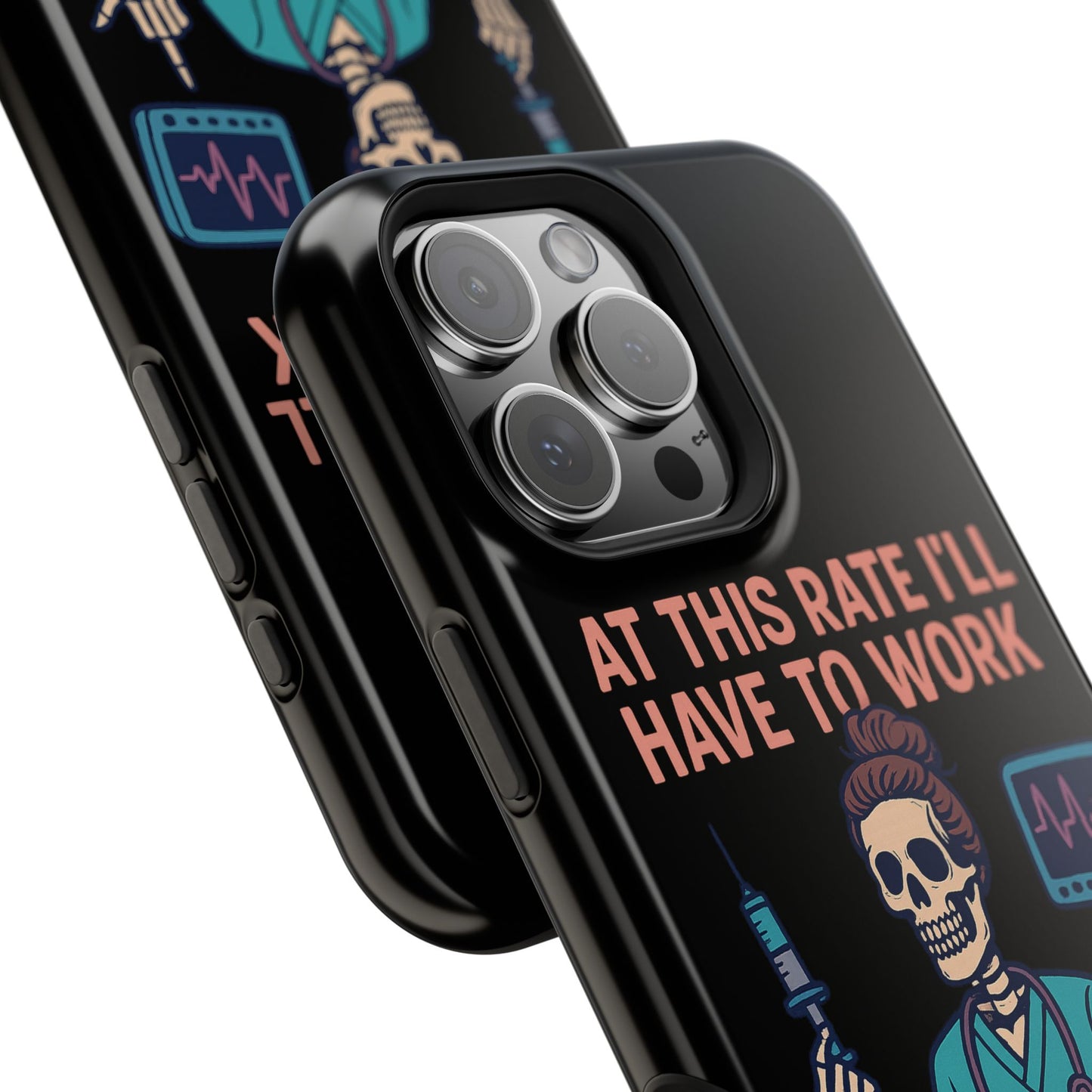 Magnetic Tough Phone Case, 3 Days Postmortem Skull Design, Cute Nurse Gift, Halloween Decor, Unique Phone Accessory