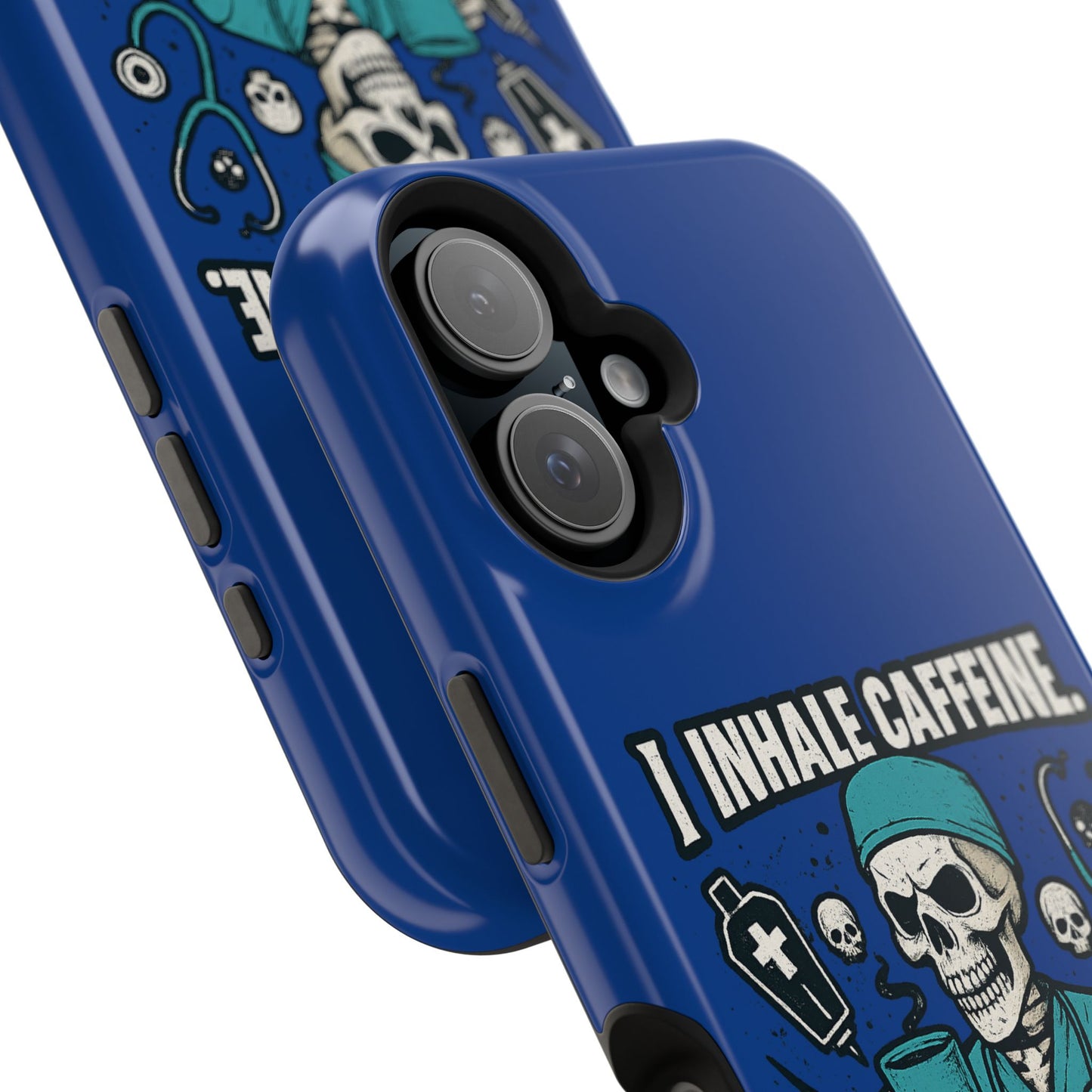 Funny Nurse Phone Case, Medical Humor, Gift for Healthcare Workers, Caffeine Lover Accessory, Skeleton Design
