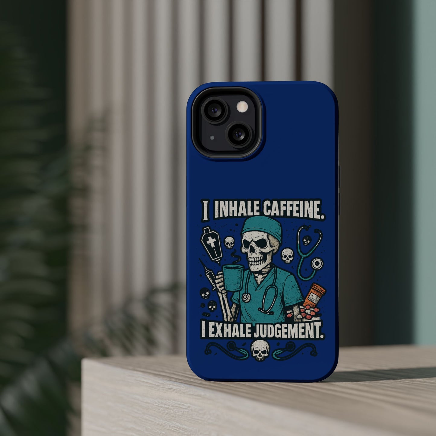 Funny Nurse Phone Case, Medical Humor, Gift for Healthcare Workers, Caffeine Lover Accessory, Skeleton Design