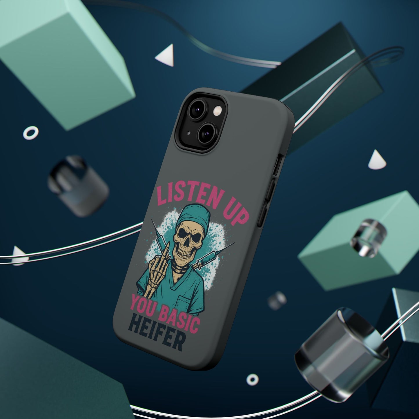 Edgy Nurse Phone Case, Gift for Healthcare Workers, Skull Design Case, Halloween Accessories, Trendy Tough Cases