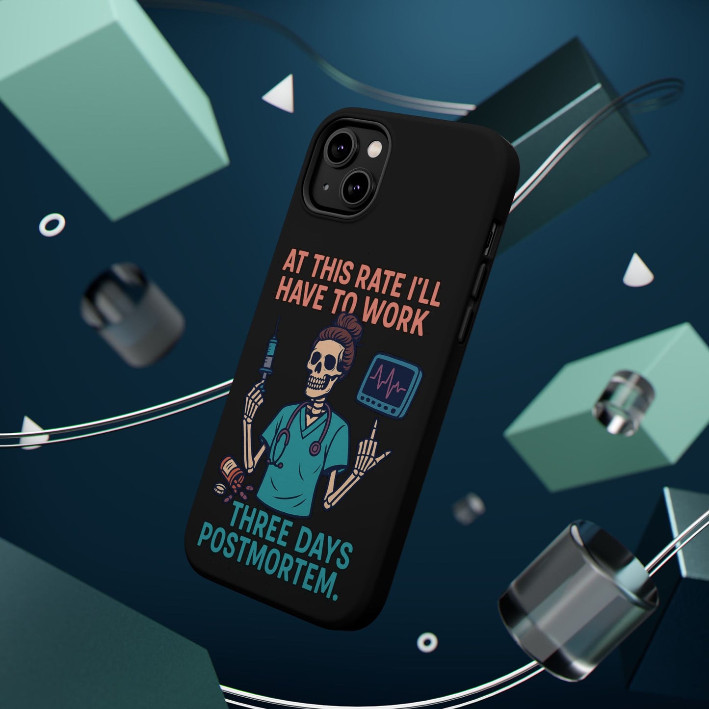 Magnetic Tough Phone Case, 3 Days Postmortem Skull Design, Cute Nurse Gift, Halloween Decor, Unique Phone Accessory