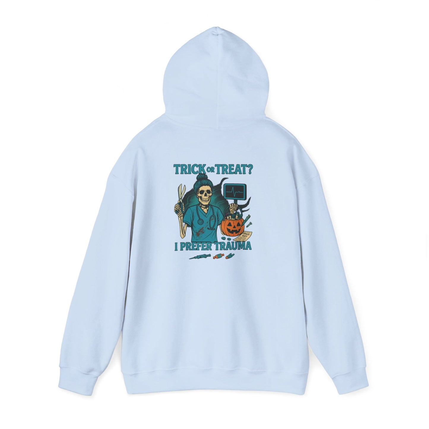 Halloween Humor Hoodie, Unisex Sweatshirt for Spooky Season, Trick or Treat Sweatshirt, Creepy Cute Sweatshirt, Gift for Horror Fans