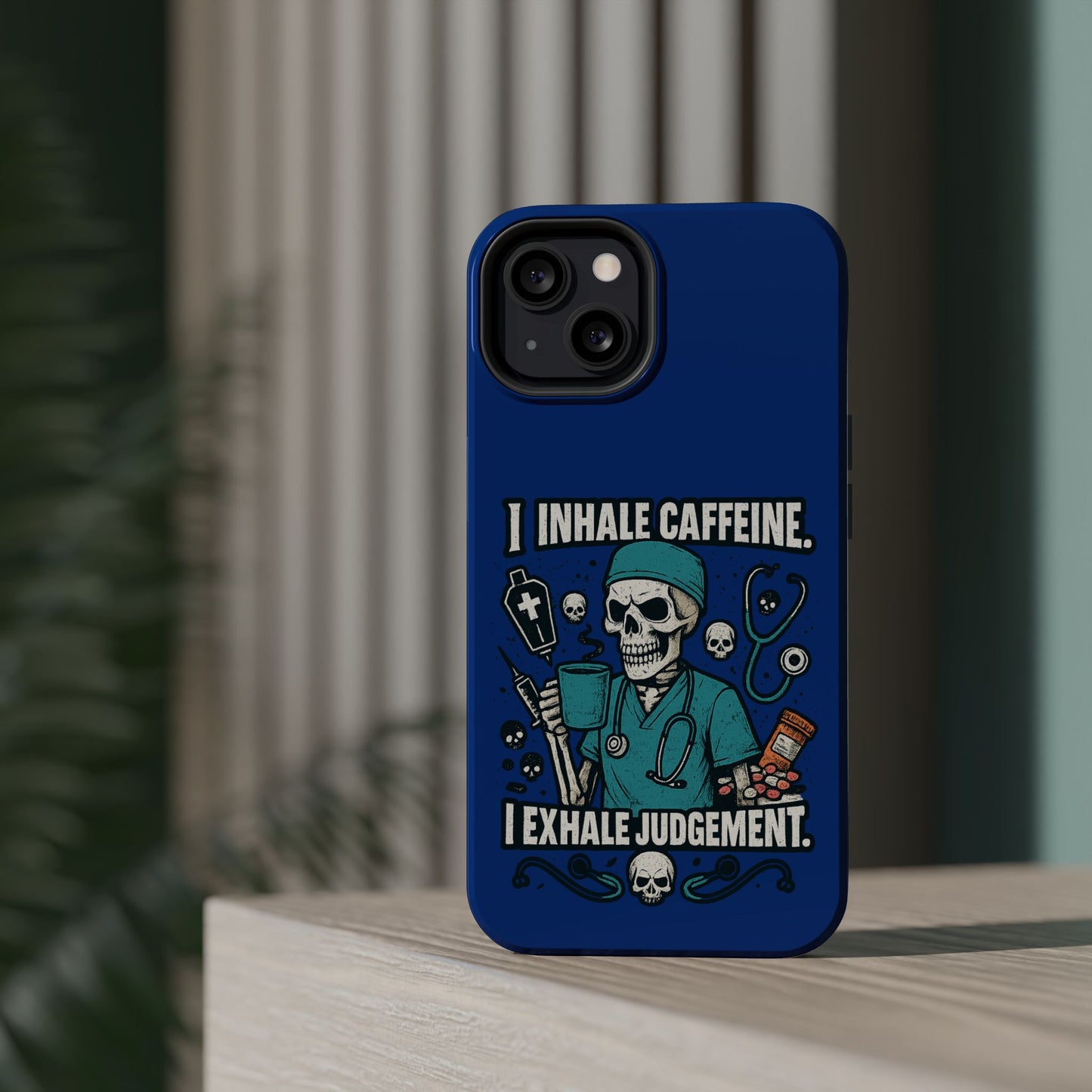 Funny Nurse Phone Case, Medical Humor, Gift for Healthcare Workers, Caffeine Lover Accessory, Skeleton Design