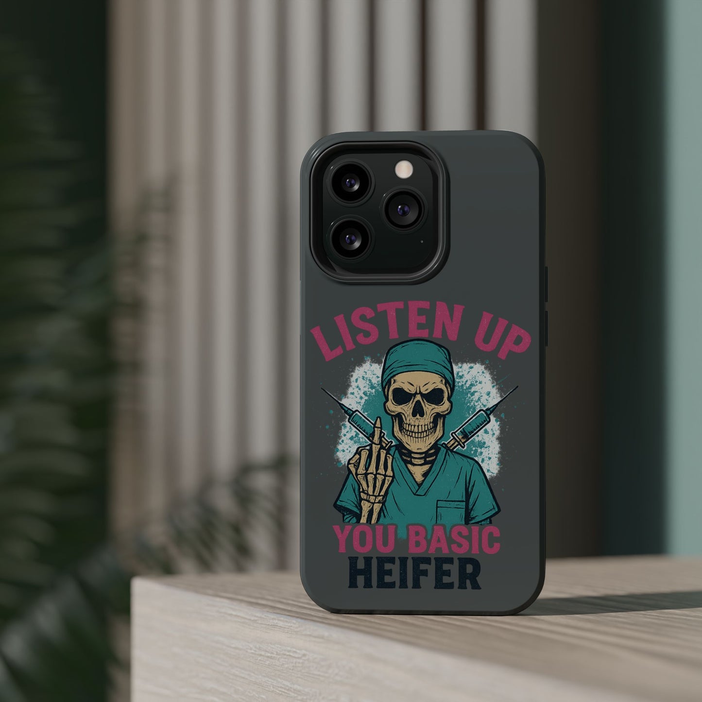 Edgy Nurse Phone Case, Gift for Healthcare Workers, Skull Design Case, Halloween Accessories, Trendy Tough Cases