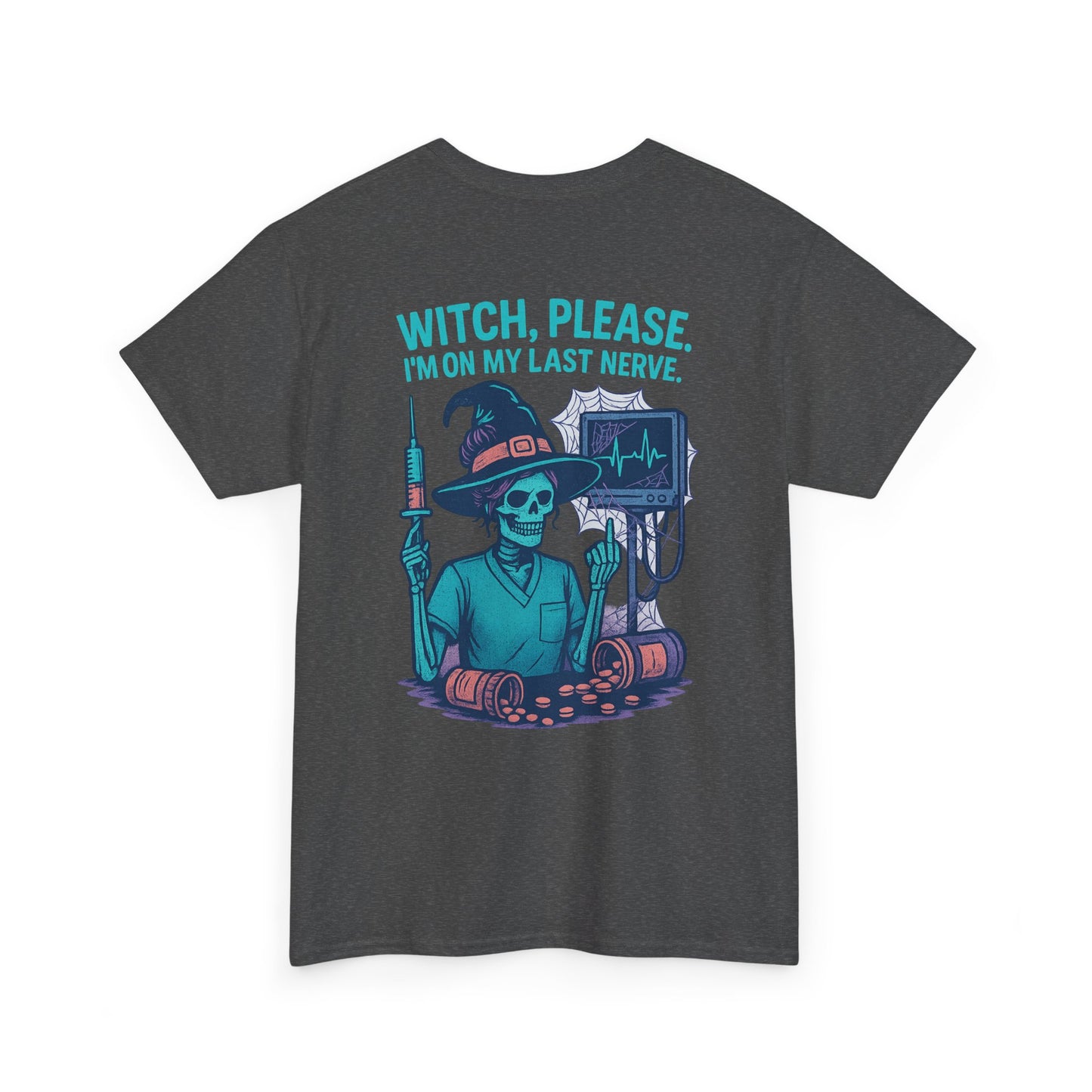 Witch Please Halloween Tee, Unisex Heavy Cotton Tee, Funny Halloween Shirt, Spooky Vibes Shirt, Gift for Witches, Halloween Celebration Gift