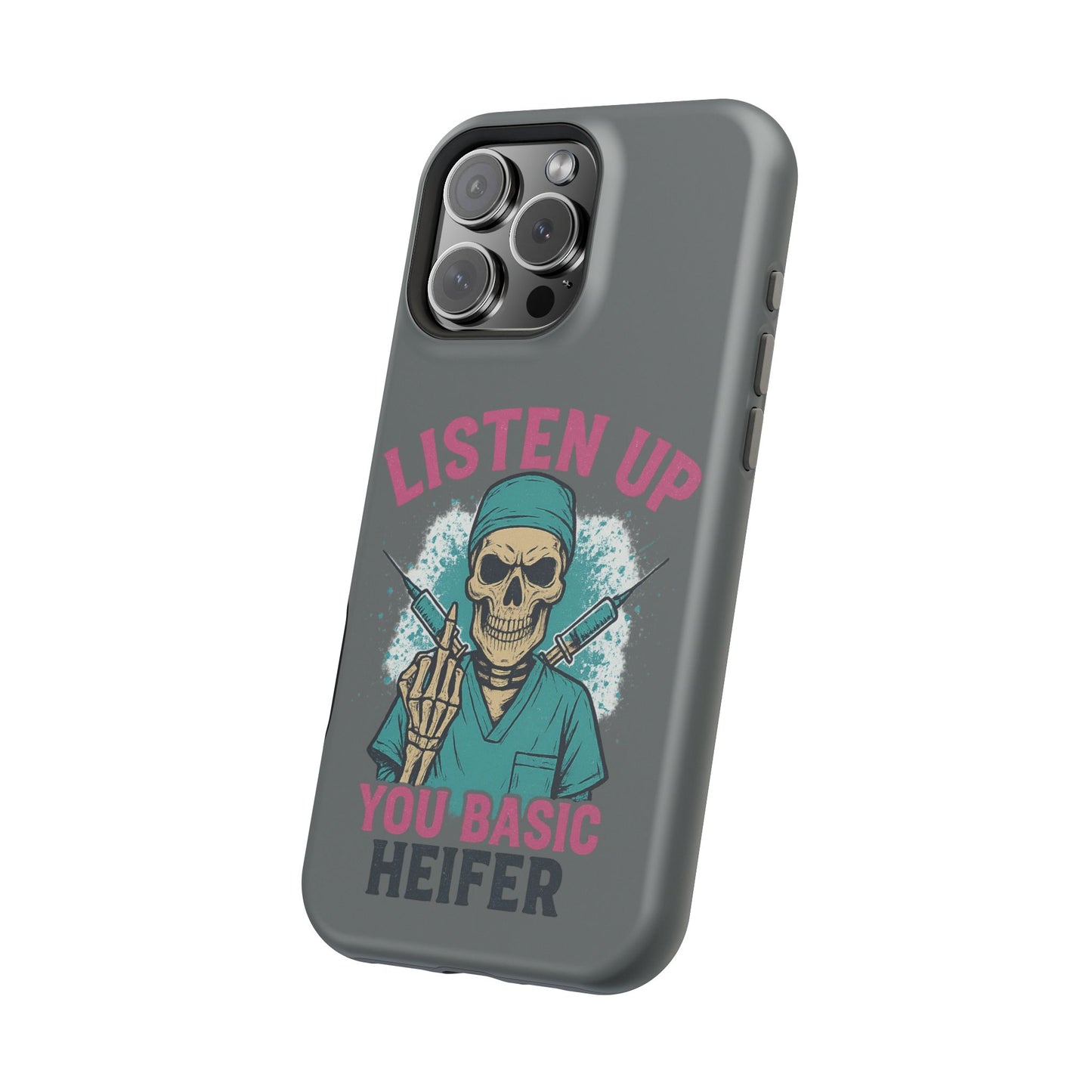 Edgy Nurse Phone Case, Gift for Healthcare Workers, Skull Design Case, Halloween Accessories, Trendy Tough Cases