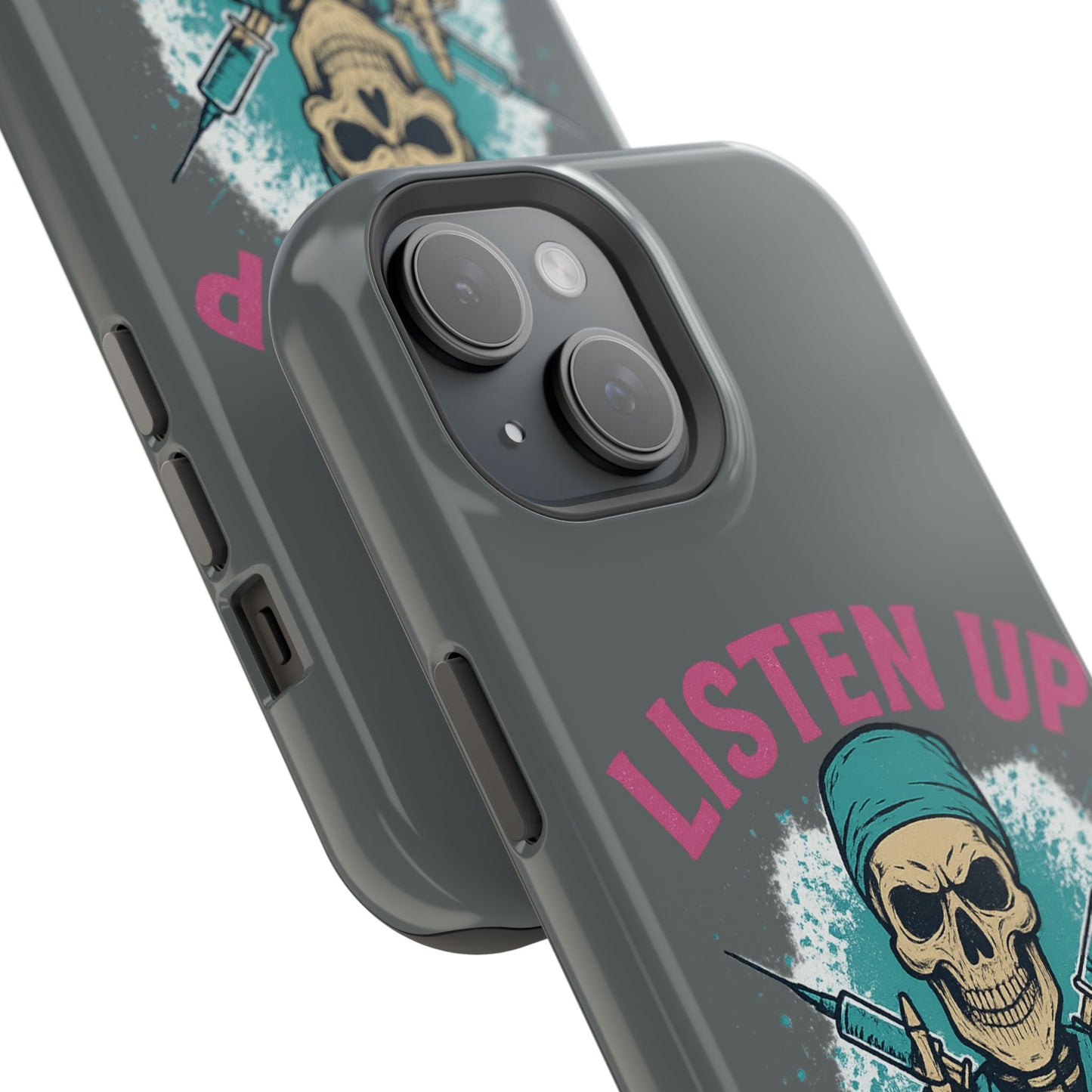 Edgy Nurse Phone Case, Gift for Healthcare Workers, Skull Design Case, Halloween Accessories, Trendy Tough Cases