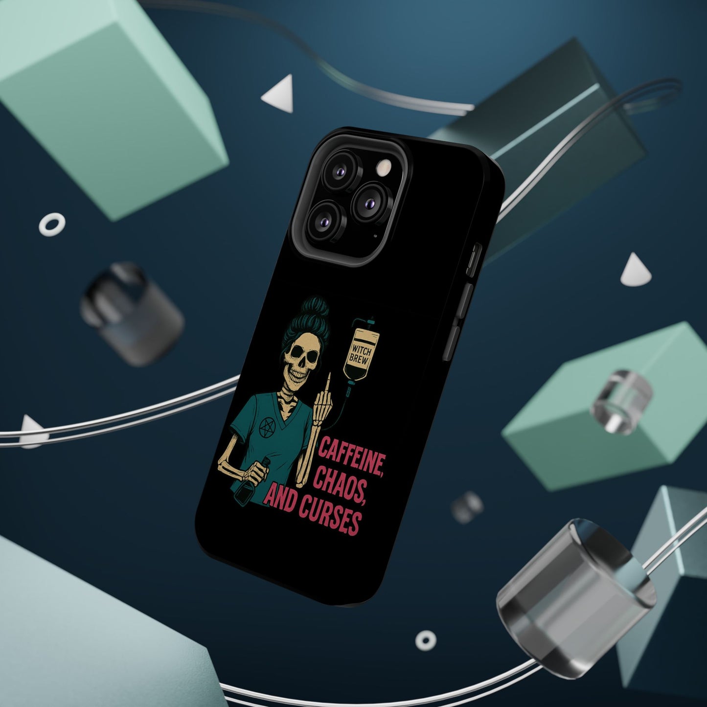 Caffeine Chaos Magnetic Phone Case, Halloween Gift, Witchy Accessories, Phone Cover, Spooky Style