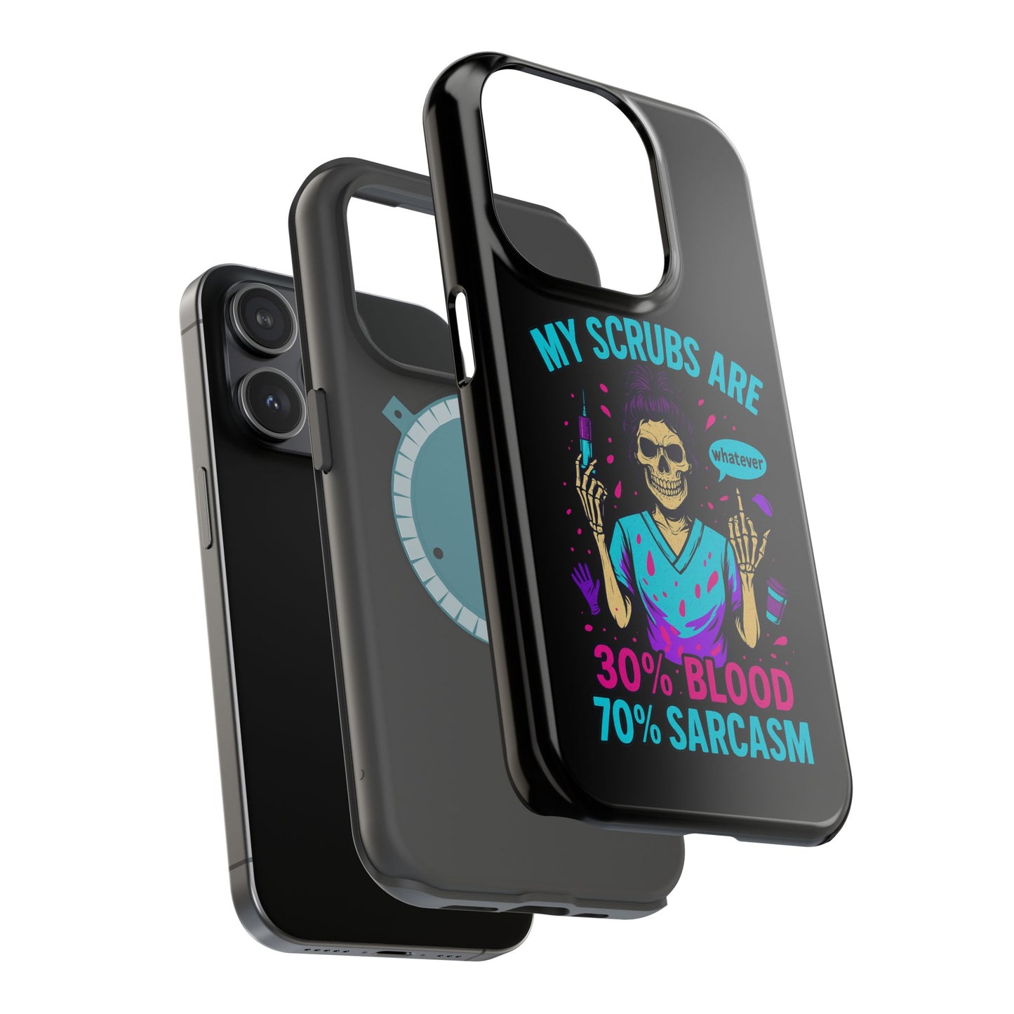 Sassy Nurse Phone Case, 30% Blood 70% Sarcasm Design, Healthcare Gift, Funny Medical Accessory, Tough Magnetic Cover