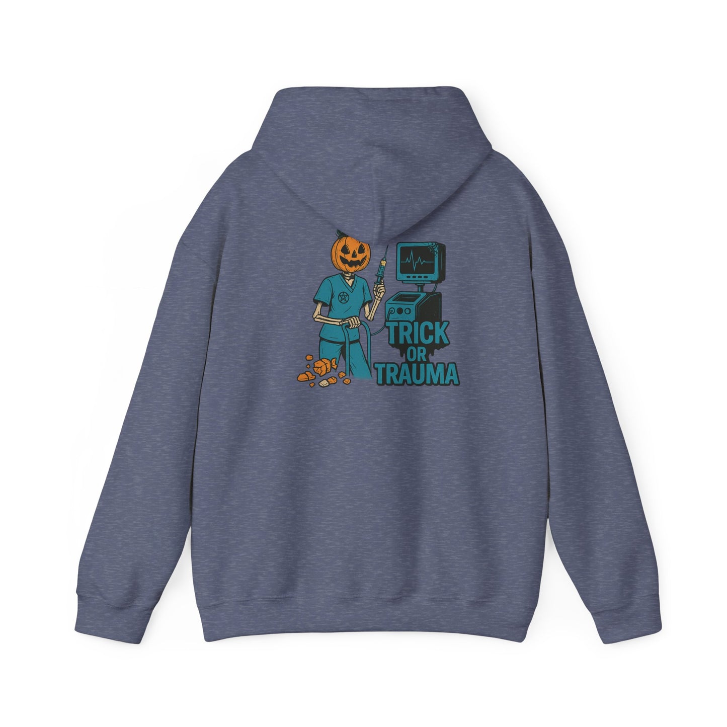 Halloween Trick or Trauma Unisex Hoodie, Perfect for Fall, Cozy Sweatshirt for Halloween Parties, Costume, Gift Idea, Spooky Season Apparel