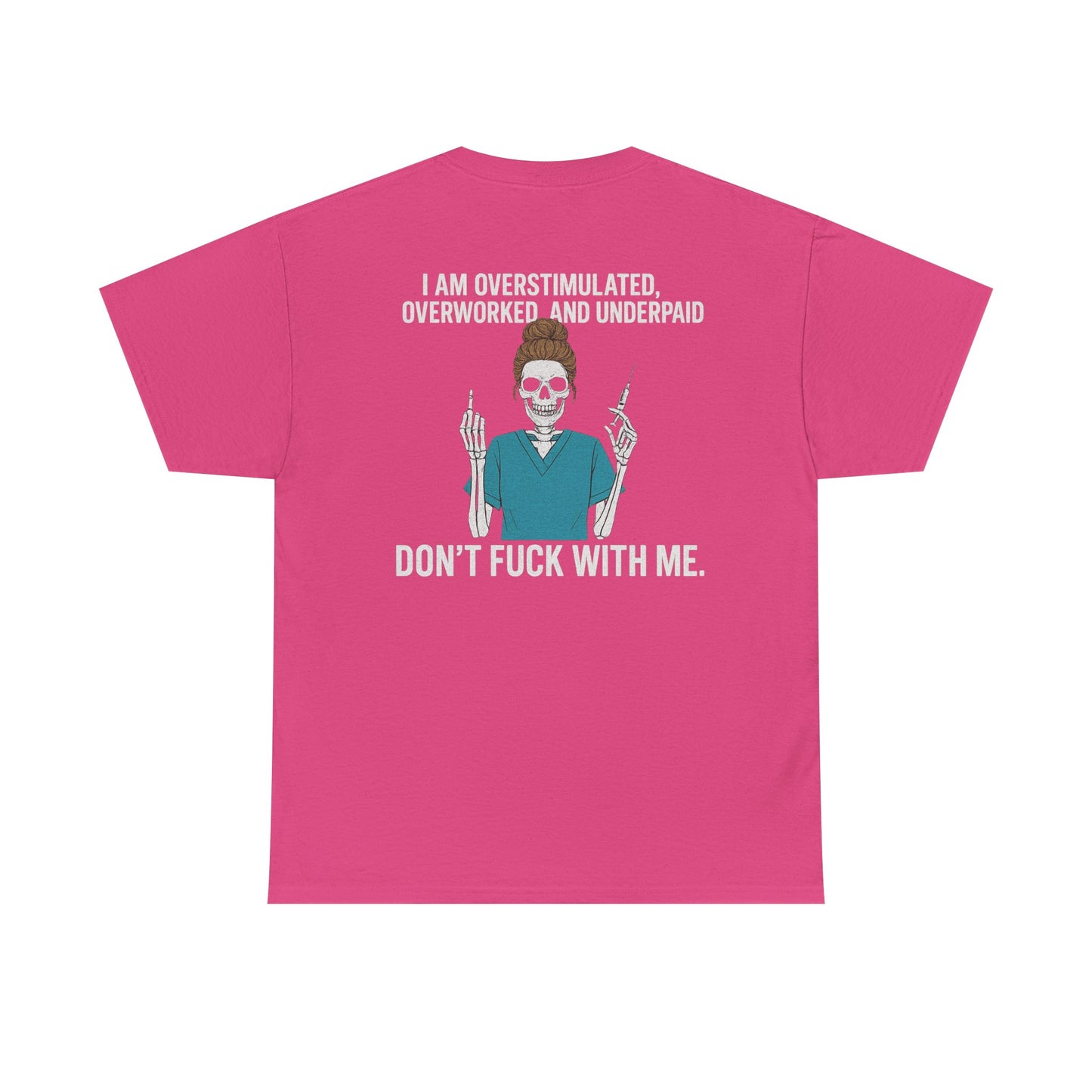 Unisex Heavy Cotton Tee - Overstimulated & Underpaid Graphic Tee, Casual Wear, Funny Shirt, Gift for Friends, Work Humor