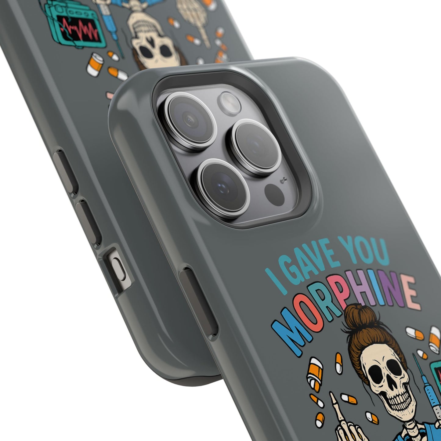Gothic Phone Case, Unique Skeleton Design, Funny Gift for Nurses, Halloween Accessory, Hospital Humor