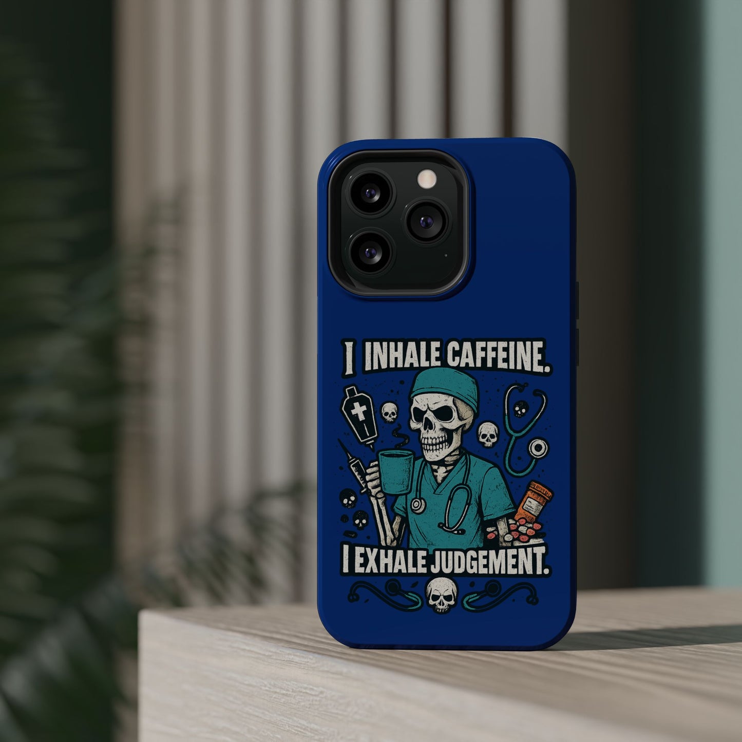 Funny Nurse Phone Case, Medical Humor, Gift for Healthcare Workers, Caffeine Lover Accessory, Skeleton Design