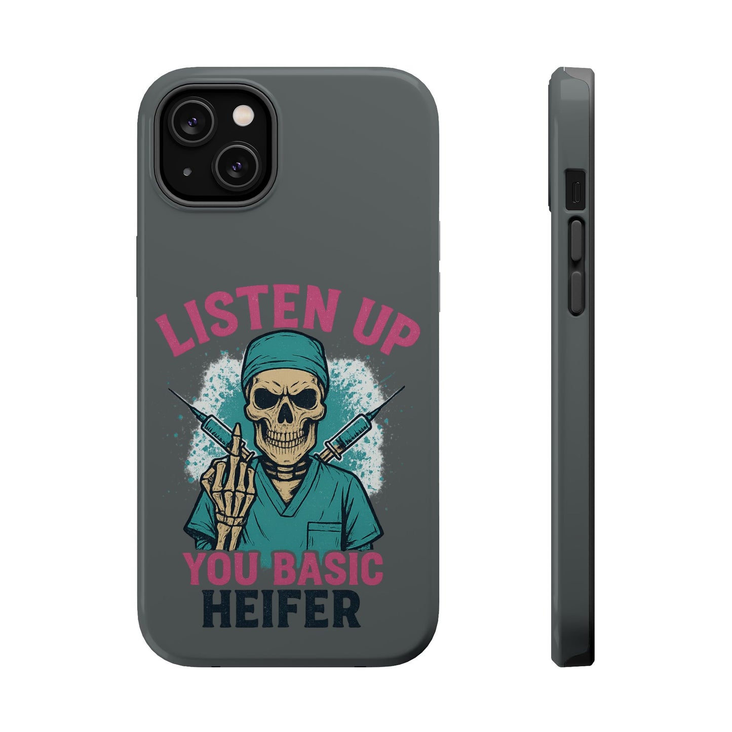 Edgy Nurse Phone Case, Gift for Healthcare Workers, Skull Design Case, Halloween Accessories, Trendy Tough Cases