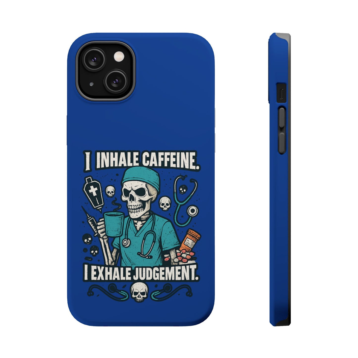 Funny Nurse Phone Case, Medical Humor, Gift for Healthcare Workers, Caffeine Lover Accessory, Skeleton Design
