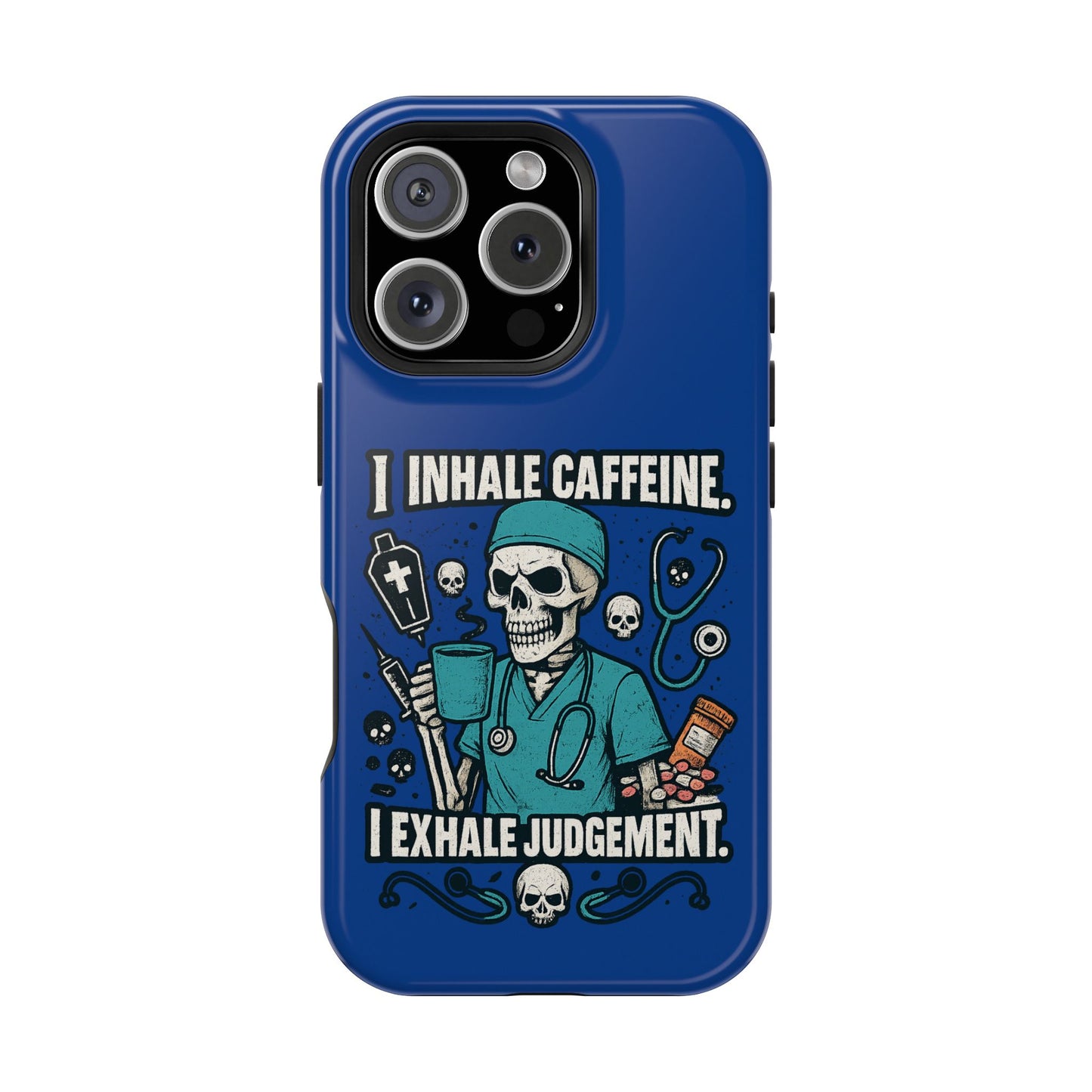 Funny Nurse Phone Case, Medical Humor, Gift for Healthcare Workers, Caffeine Lover Accessory, Skeleton Design